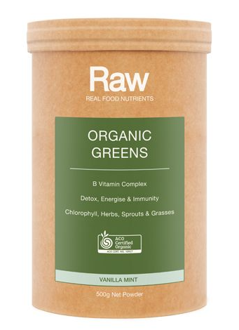 Amazonia Raw Real Food Nutrients Organic Greens Vanilla Mint 500g