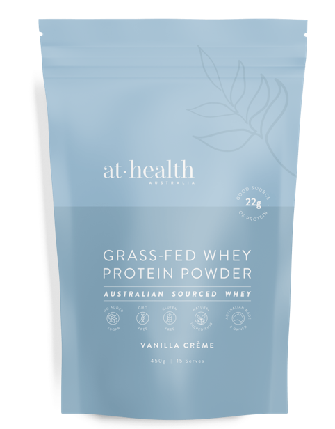 At Health Australia Grass-Fed Whey Protein Concentrate Vanilla Creme 450g