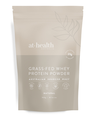 At Health Australia Grass-Fed Whey Protein Powder Natural 900g