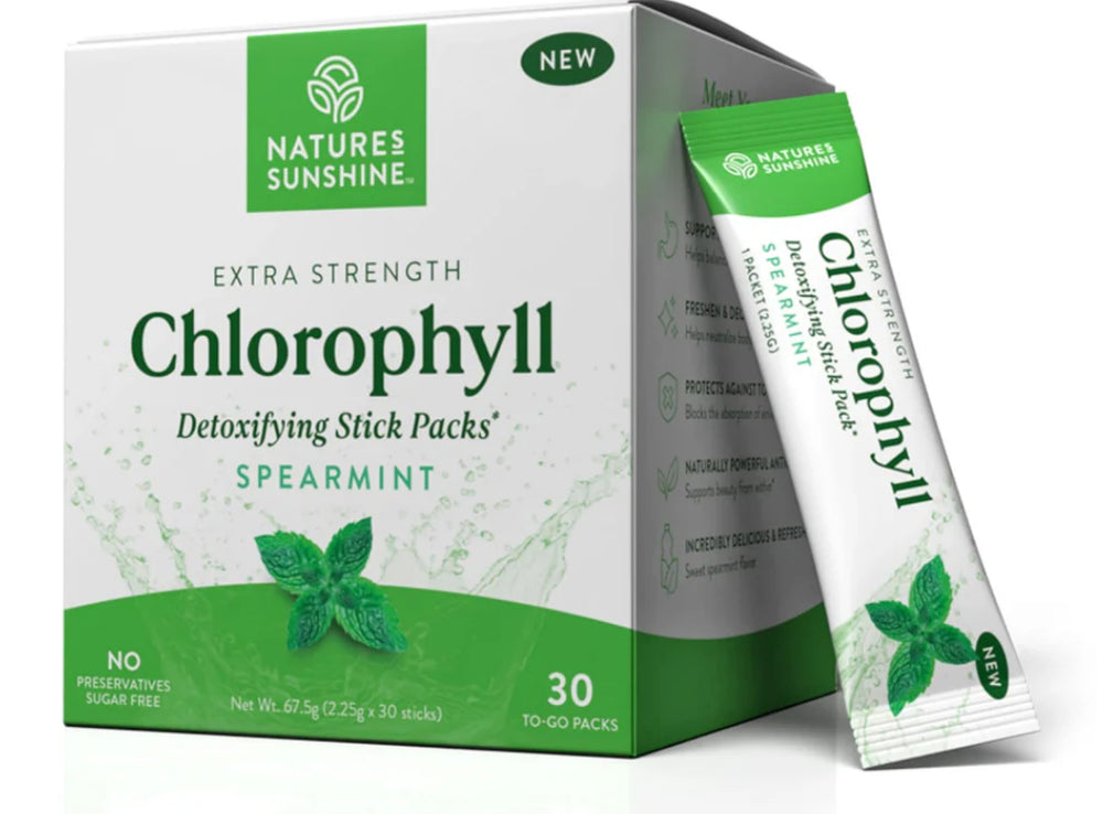 Nature's Sunshine Extra Strength Chlorophyll Detoxifying Stick Packs Spearmint 30 Sachets