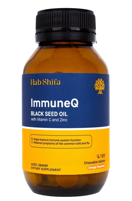 Hab Shifa ImmuneQ Organic Black Seed with Vitamin C & Zinc 120 Chewable Tabs