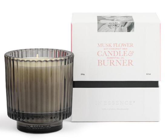 In Essence Musk Flower Soy + Coconut Wax Candle & Essential Oil Burner 255g
