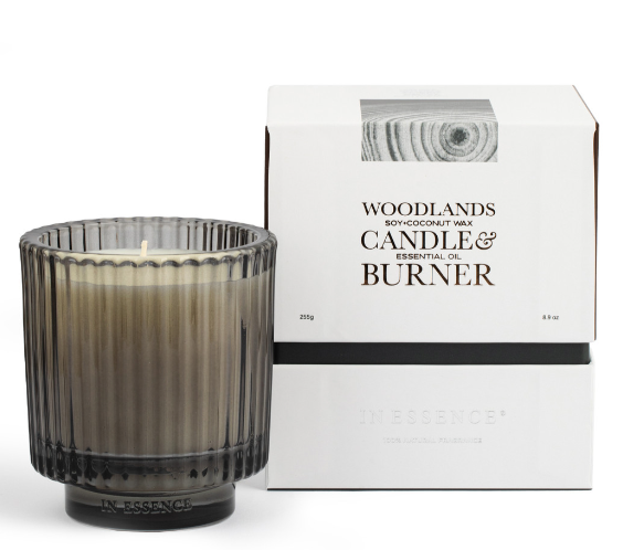 In Essence Woodlands Soy + Coconut Wax Candle & Essential Oil Burner 255g