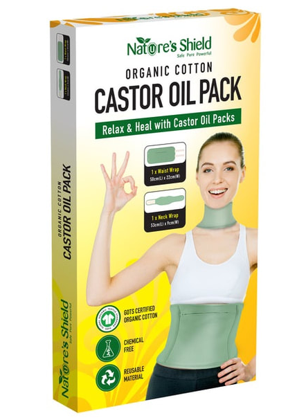 Nature's Shield Organic Cotton Castor Oil Waist and Neck Wrap