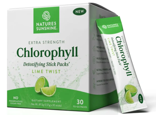 Nature's Sunshine Extra Strength Chlorophyll Detoxifying Stick Packs Lime Twist 30 Sachets