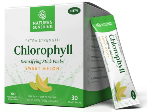 Nature's Sunshine Extra Strength Chlorophyll Detoxifying Stick Packs Sweet Melon 30 Sachets