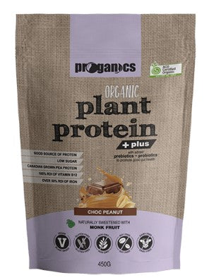 Proganics Organic Plant Protein Plus Choc Peanut 450g