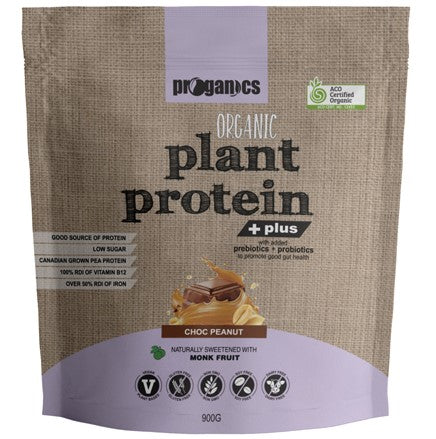 Proganics Organic Plant Protein Plus Choc Peanut 900g