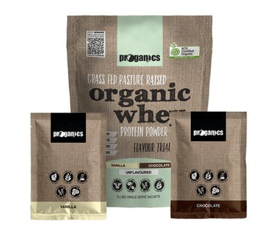 Proganics Organic Whey Protein Powder Flavour Pack 3x Sachets