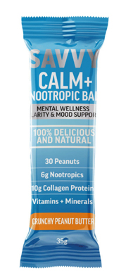 Savvy Calm+ Nootropic Bar Crunchy Peanut Butter 10x Pack