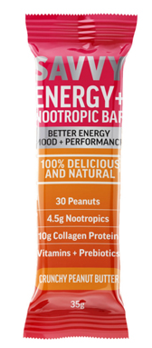 Savvy Energy+ Nootropic Bar Crunchy Peanut Butter 10x Pack