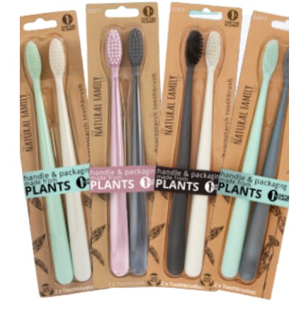 The Natural Family Co Bio Toothbrush Mixed Twin Pack