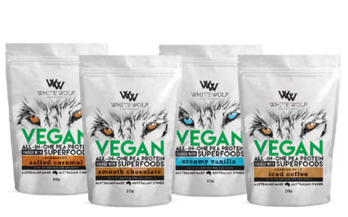 White Wolf Nutrition Vegan All-in-One Pea Protein Sample Box 4x Sachets