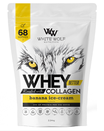 White Wolf Nutrition Whey Better Protein Blended with Collagen Banana Ice Cream 2.24kg