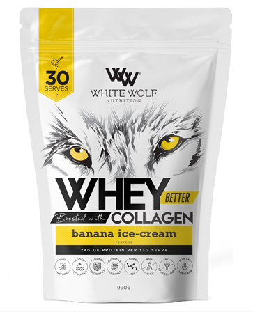 White Wolf Nutrition Whey Better Protein Blended with Collagen Banana Ice Cream 990g