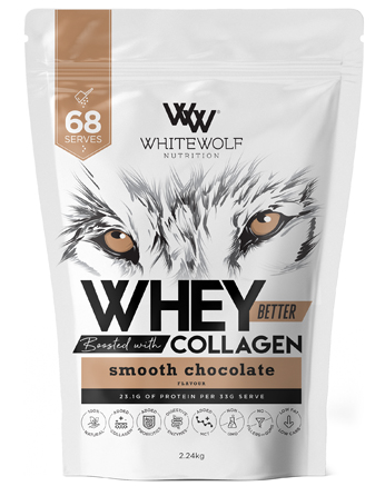 White Wolf Nutrition Whey Better Protein Blended with Collagen Smooth Chocolate 2.24kg