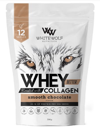 White Wolf Nutrition Whey Better Protein Blended with Collagen Smooth Chocolate 396g