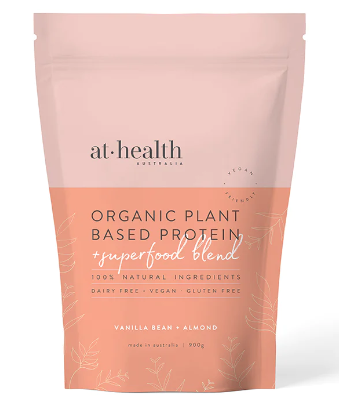 At Health Australia Organic Plant Based Vegan Protein + Superfood Blend Vanilla & Almond 450g