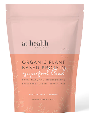 At Health Australia Organic Plant Based Vegan Protein + Superfood Blend Vanilla & Almond 900g