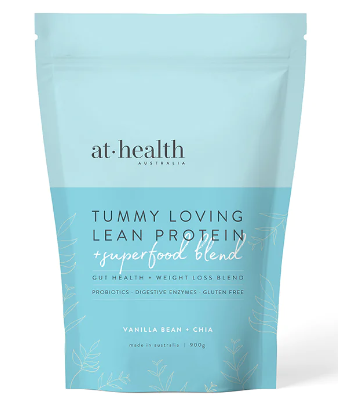At Health Australia Tummy Loving Lean Protein + Superfood Blend Vanilla Bean & Chia 900g