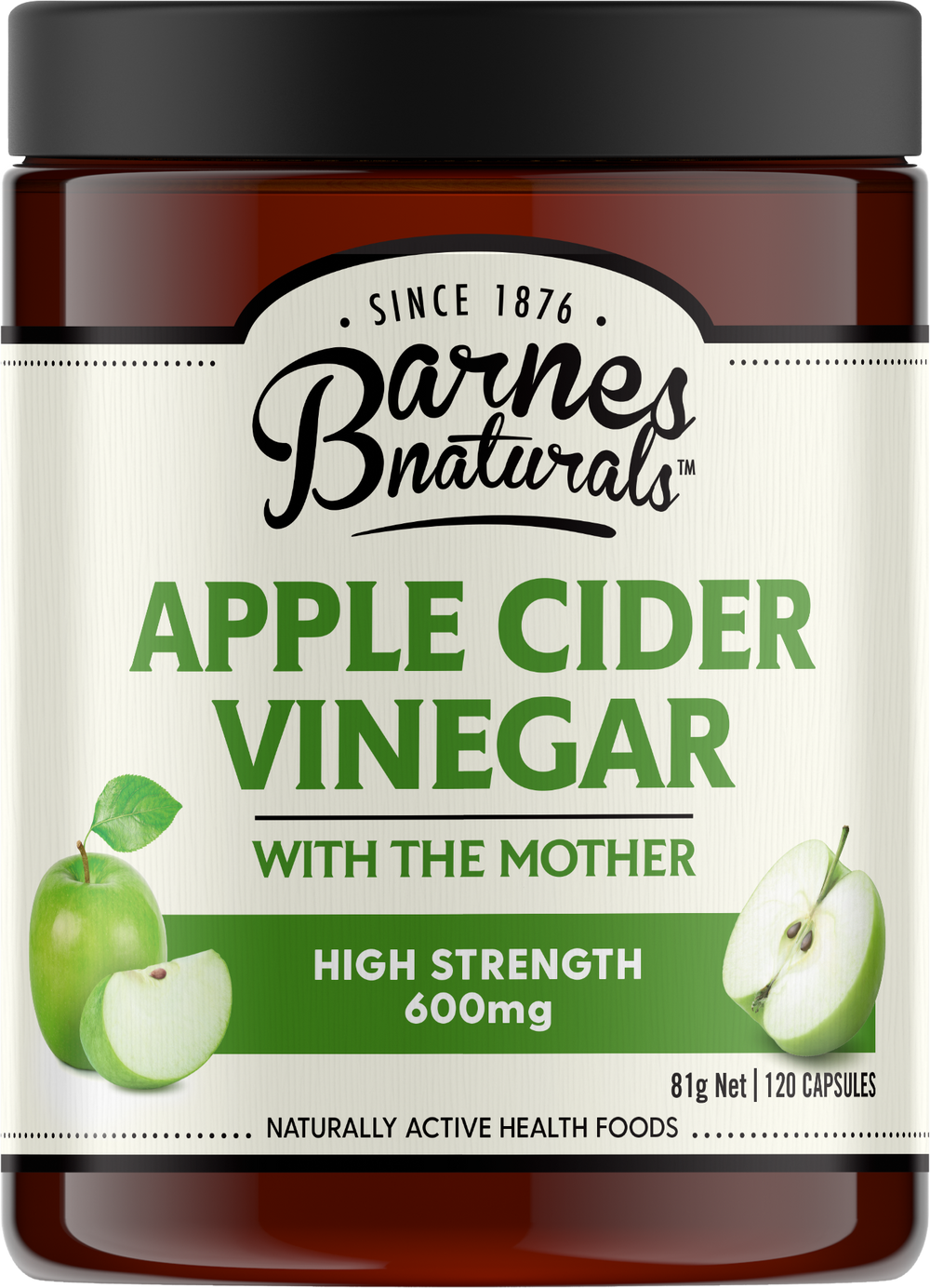 Barnes Naturals Apple Cider Vinegar High Strength 600mg 120Caps - Luxe Tribe Wellness Dispensary
