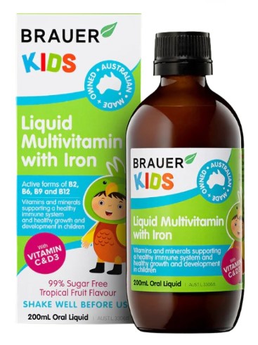 Brauer Kids Liquid Multivitamin with Iron 200ml