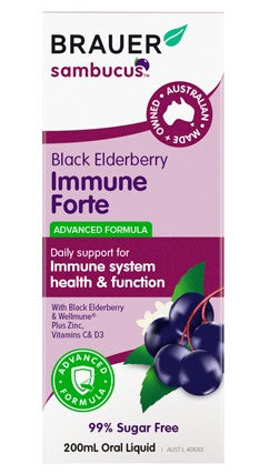 Brauer Sambucus Black Elderberry Cold & Flu Forte Adults 200ml