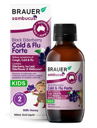 Brauer Sambucus Black Elderberry Cold & Flu Forte Kids 100ml