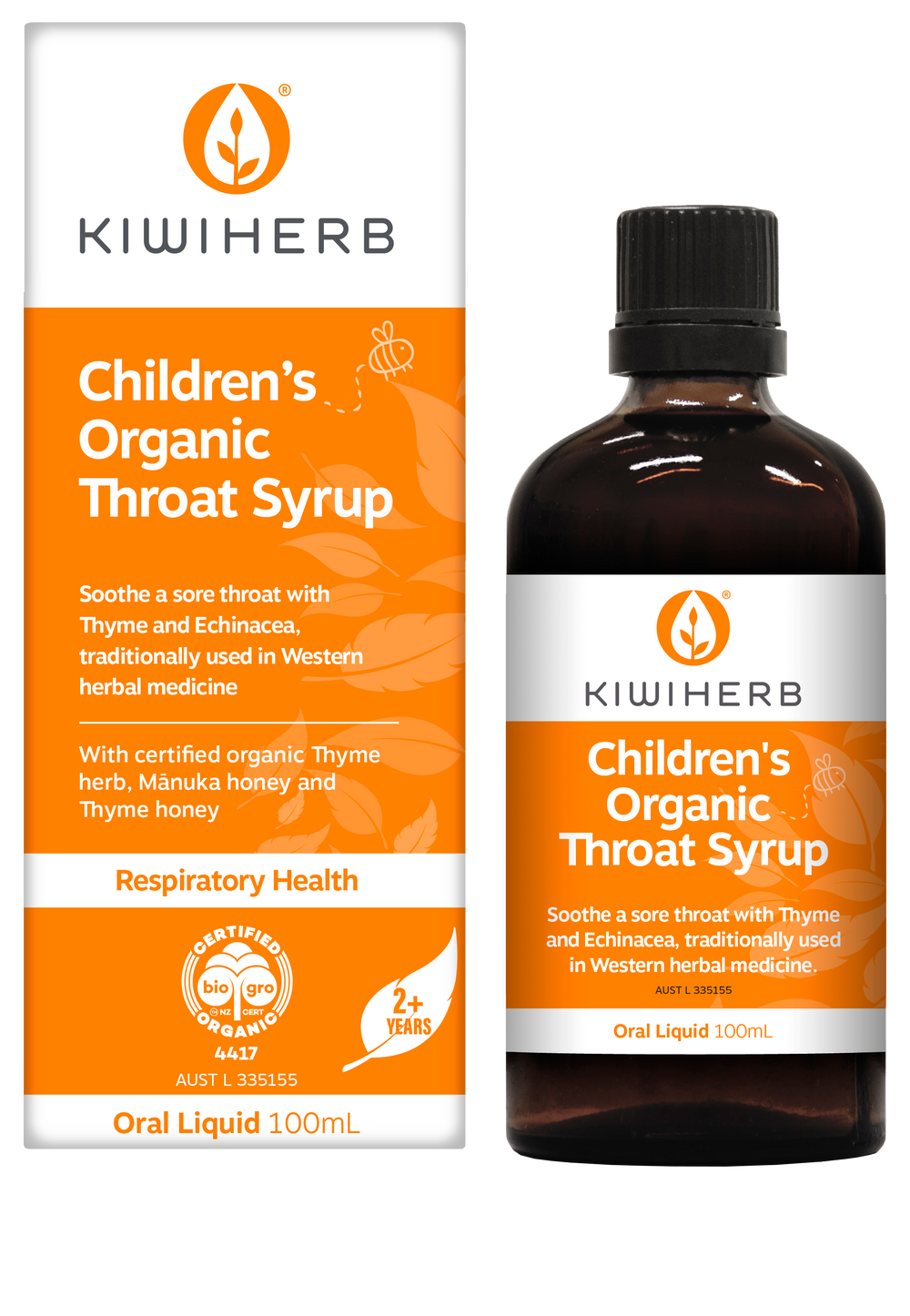 Kiwiherb Children's Organic Throat Syrup 100ml