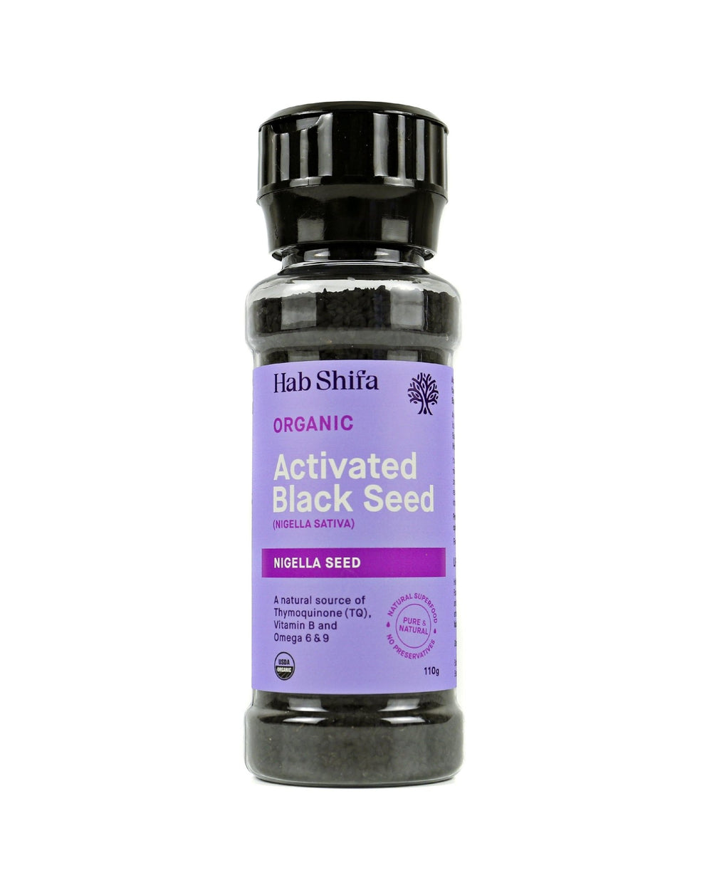 Hab Shifa Organic Activated Black Seed (Nigella Sativa) Grinder 110g