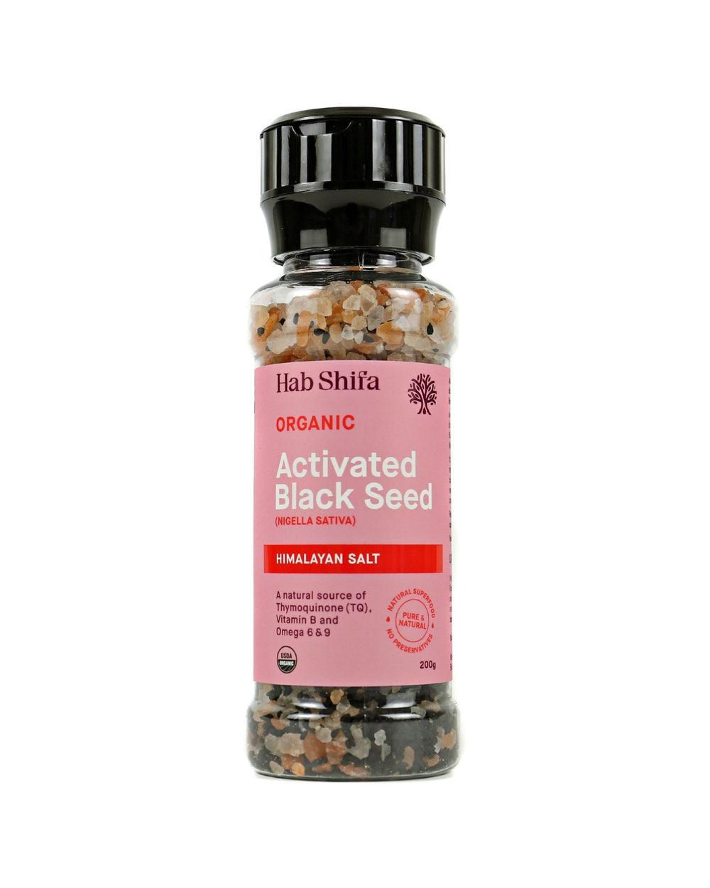 Hab Shifa Organic Activated Himalayan Rock Salt & Black Seed Grinder 200g