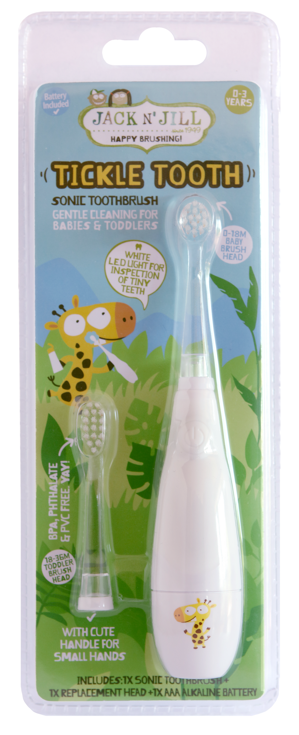 Jack n' Jill Tickle Sonic Toothbrush 0-3yrs - Luxe Tribe Wellness Dispensary