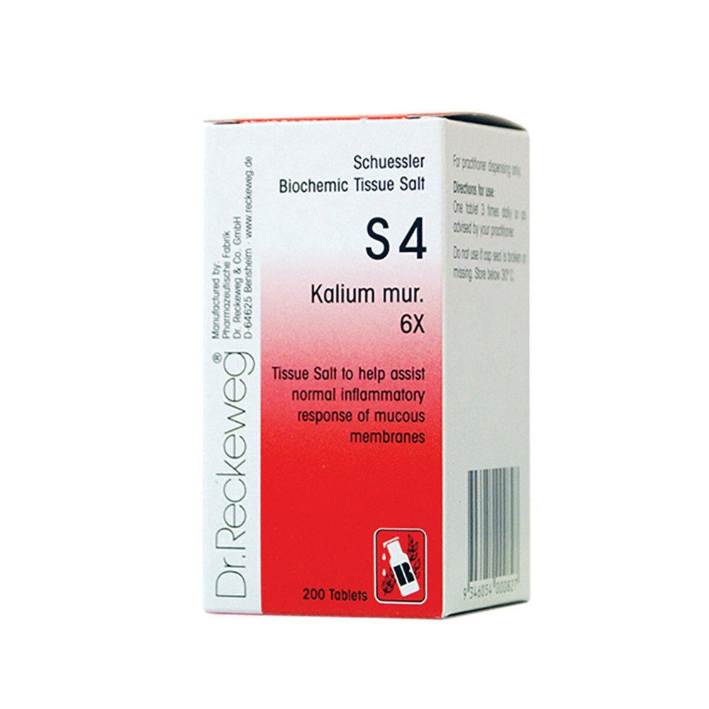 Reckeweg Schuessler Biochemic Tissue Salt S4 Kalium Mur 200Tabs - Luxe Tribe Wellness Dispensary
