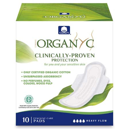 Organyc Organic Ultra Thin Pads with Wings Heavy Flow 10 Pack