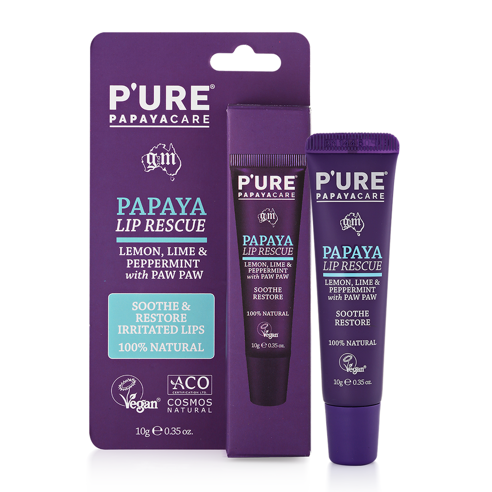 P'URE PapayaCare Papaya Lip Rescue Balm 10g - Luxe Tribe Wellness Dispensary