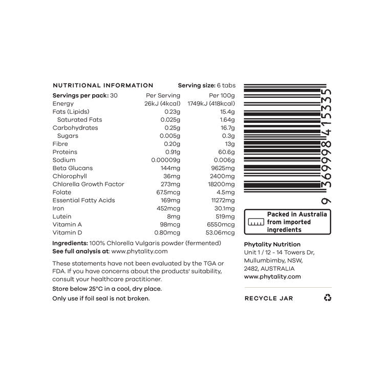 Phytality Fermented Chlorella Tablets 240Tabs