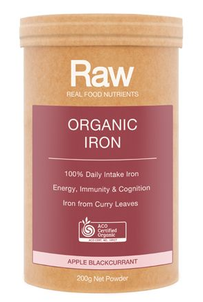 Amazonia Raw Real Food Nutrients Organic Iron Apple Blackcurrant 200g