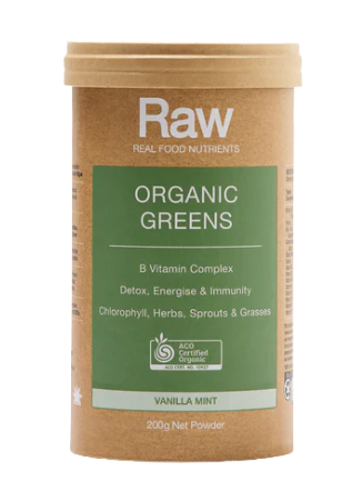 Amazonia Raw Real Food Nutrients Organic Greens Vanilla Mint 200g