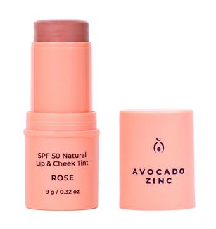 Avocado Zinc SPF50 Natural Lip & Cheek Tint - Rose
