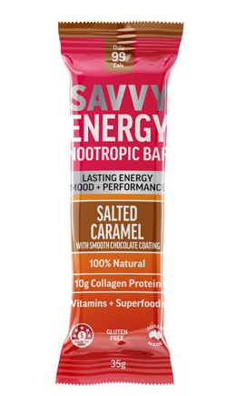 Savvy Energy+ Nootropic Bar Salted Caramel 10x Pack