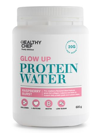 The Healthy Chef Glow Up Protein Water Raspberry Burst 600g