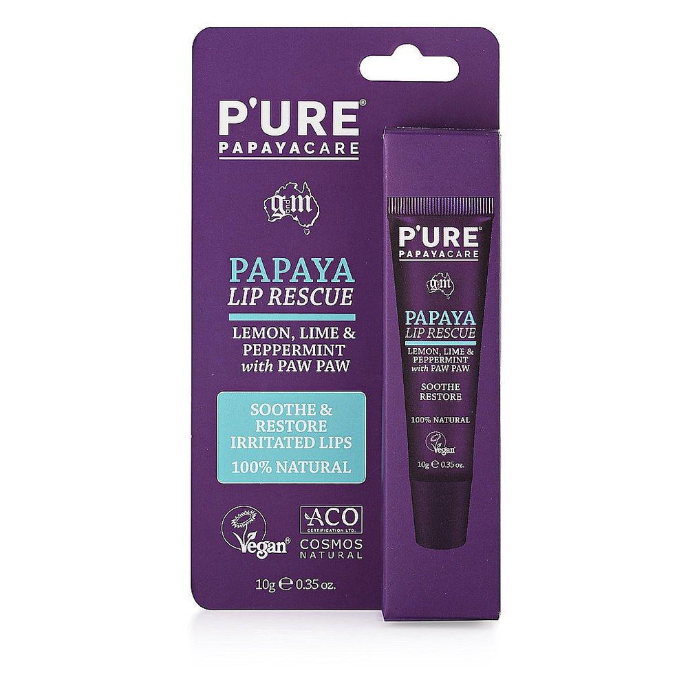 P'URE PapayaCare Papaya Lip Rescue Balm 10g - Luxe Tribe Wellness Dispensary