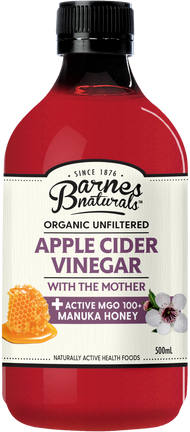 Barnes Naturals Organic Unfiltered Apple Cider Vinegar with Manuka Honey 500ml - Luxe Tribe Wellness Dispensary