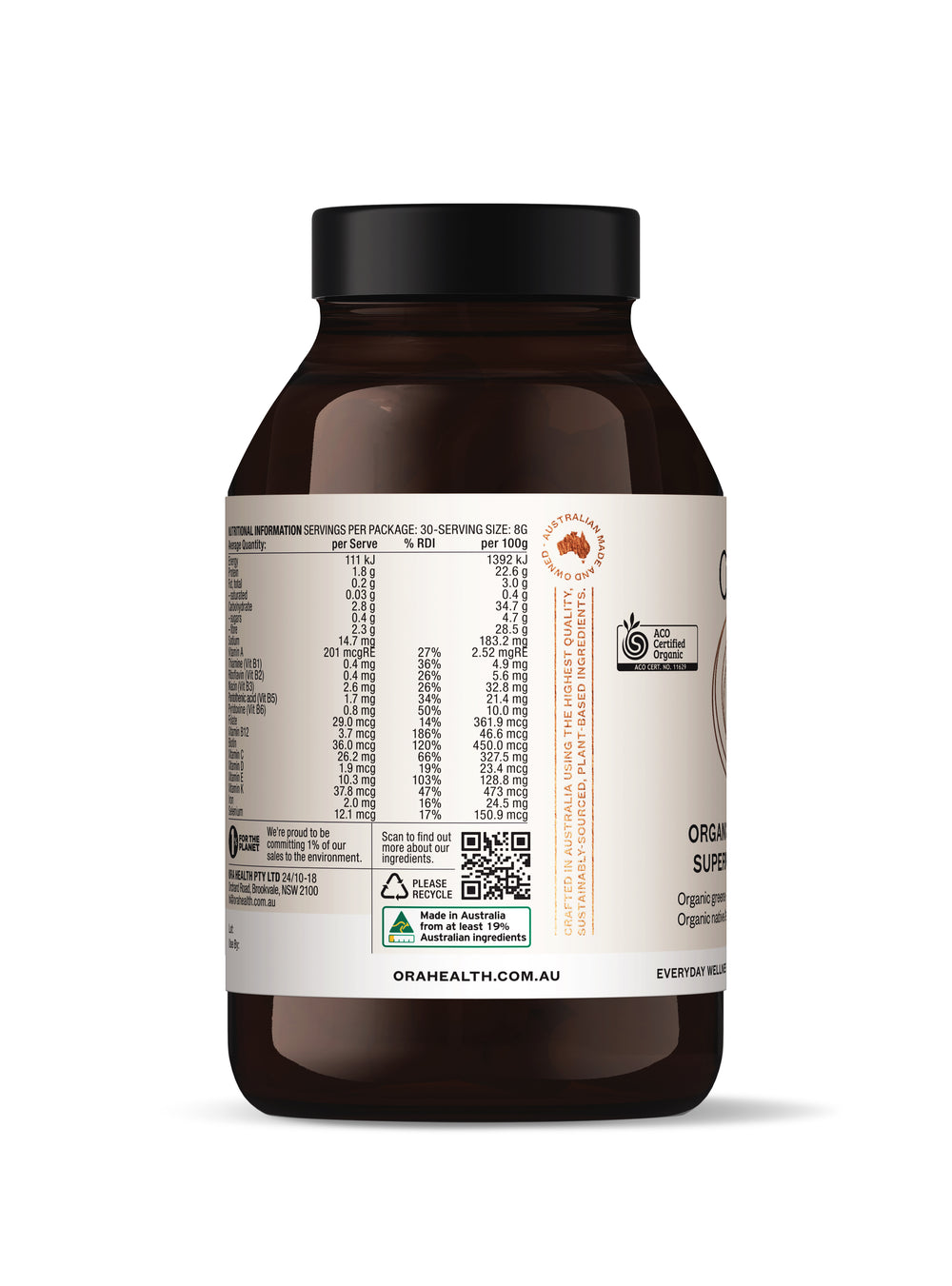 Ora Health Organic Greens SuperPowder+ 240g