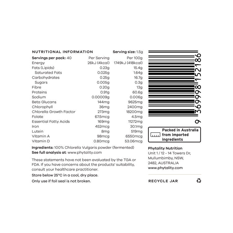 Phytality Fermented Chlorella Powder 60g